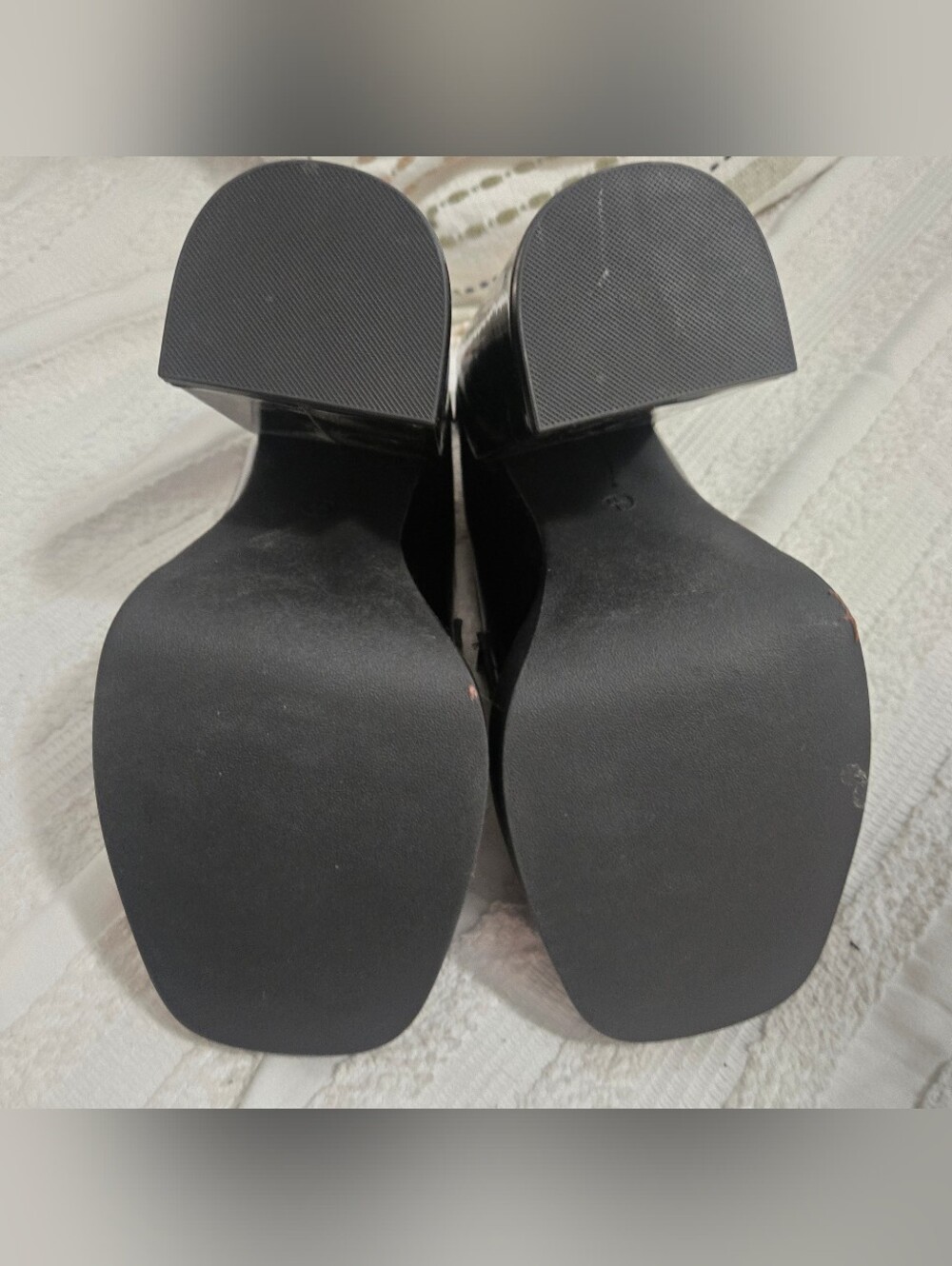 Rouge Helium - Platform Chunky Patent Loafer Heels - Black - Picture 6 of 7